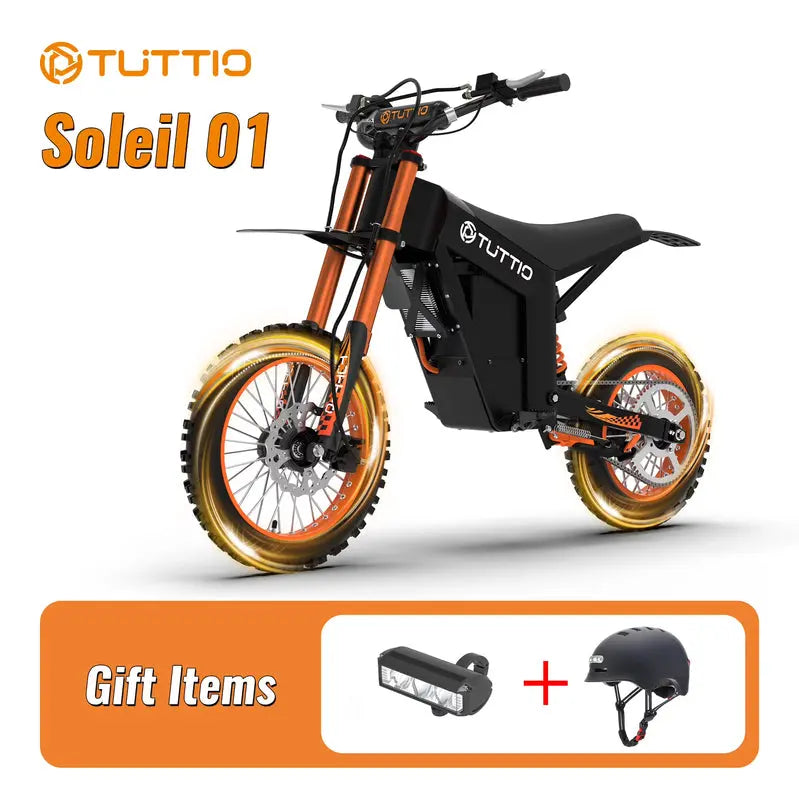 Tuttio Electric Dirt Bike 2000W 48V 21Ah 37 MPH Full Suspension 12 in And 14 in Tires - Soleil01
