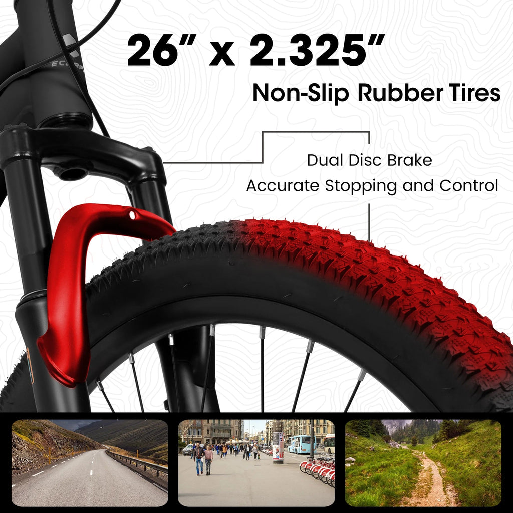 26 Inch Full-Suspension Mountain Bike, 21-Speed, 26x16 Inch Carbon Steel Frame