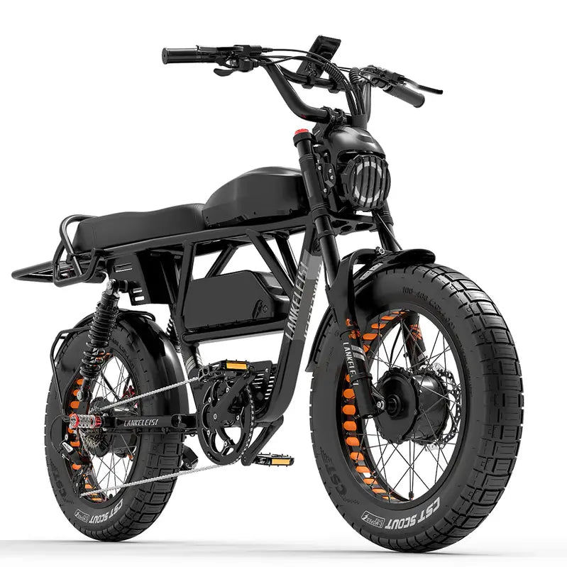 Lankeleisi Fat Tire E-Mountain Bike, 1000W Dual Motor, 45Ah Battery - X-Black Knight
