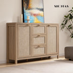 SICOTAS Sideboard Buffet Coffee Bar Cabinet With 3 Drawers And 2 Doors, 52in - Light Oak