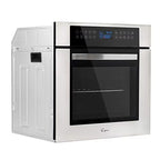 Empava 24 Inch Electric Single Wall Oven, 10 Cooking Functions, Stainless Steel