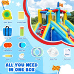 Inflatable Water Slide Bounce House With 550 W Blower, 8-In-1, 467 x 367 x 257 cm