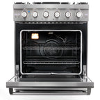 Cosmo 4-Piece Kitchen Appliance Package - 30 in Gas Range, Wall Mount Range Hood, 24 in Built-In Dishwasher, French Door Refrigerator