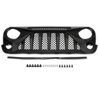 Black Front Grille With LED Off-Road Lights For 07-18 Jeep Wrangler JK - Mars Grille
