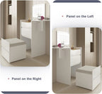 3-in-1 Vanity Desk Set With Flip-Top Lighted Mirror, Storage Stool And 15.7*19.7*31.5 Inches Table