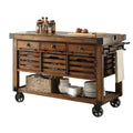 Kitchen Cart With 3 Drawers - Distressed Chestnut