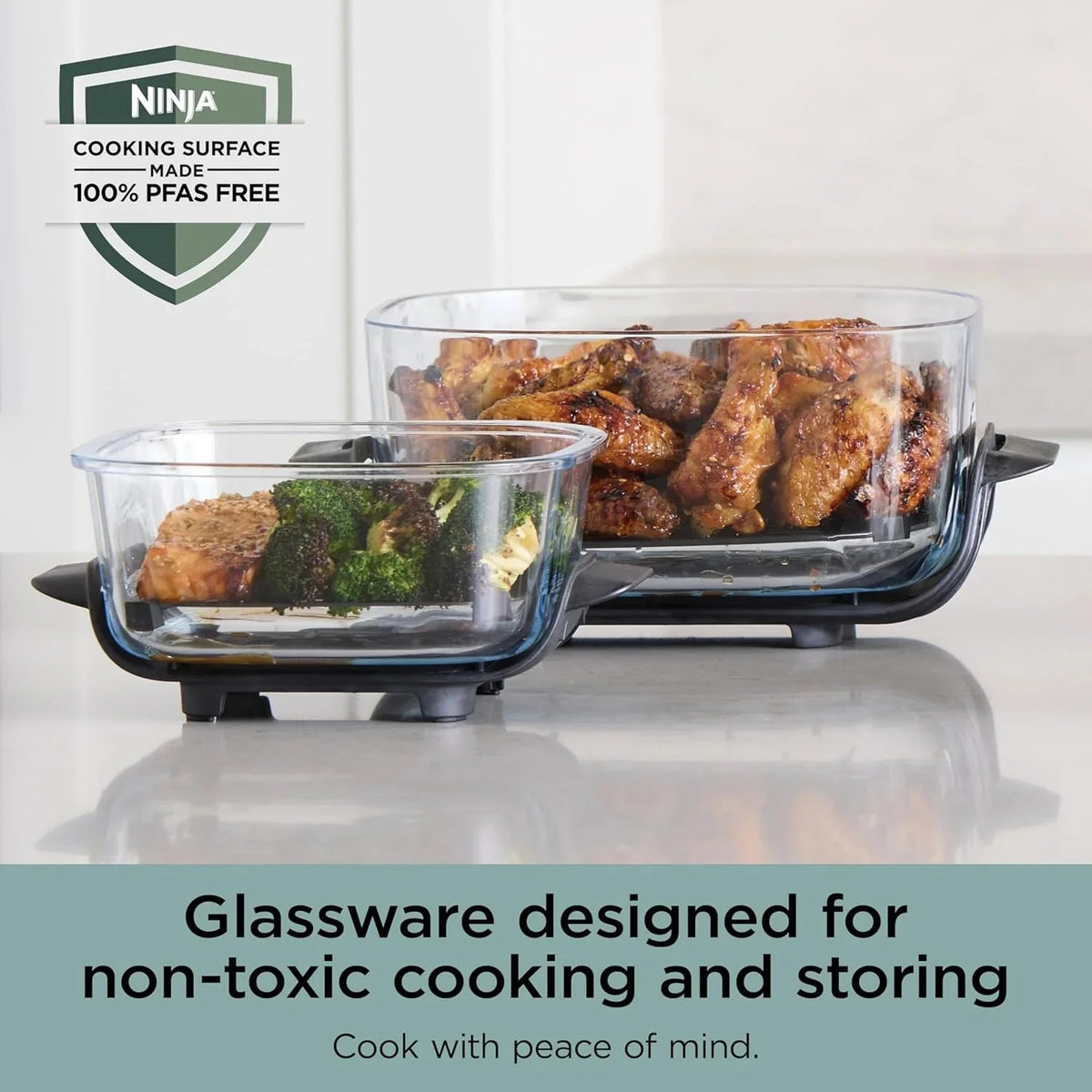Ninja Crispi 4-in-1 Portable Glass Air Fryer Cooking System, 1500W, 4 QT And 6-Cup Containers