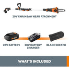 WORX 2-in-1 Cordless 8 Inch Pole Saw, Black And Orange - WG349