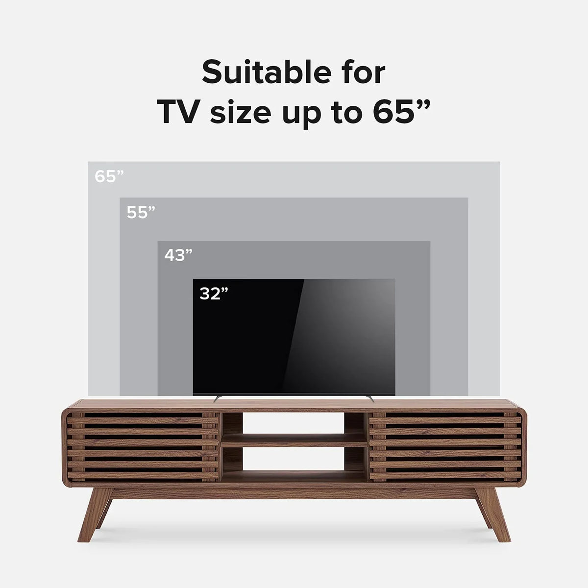 mopio Ensley 59in Walnut TV Stand for 55/60/65 inch TV