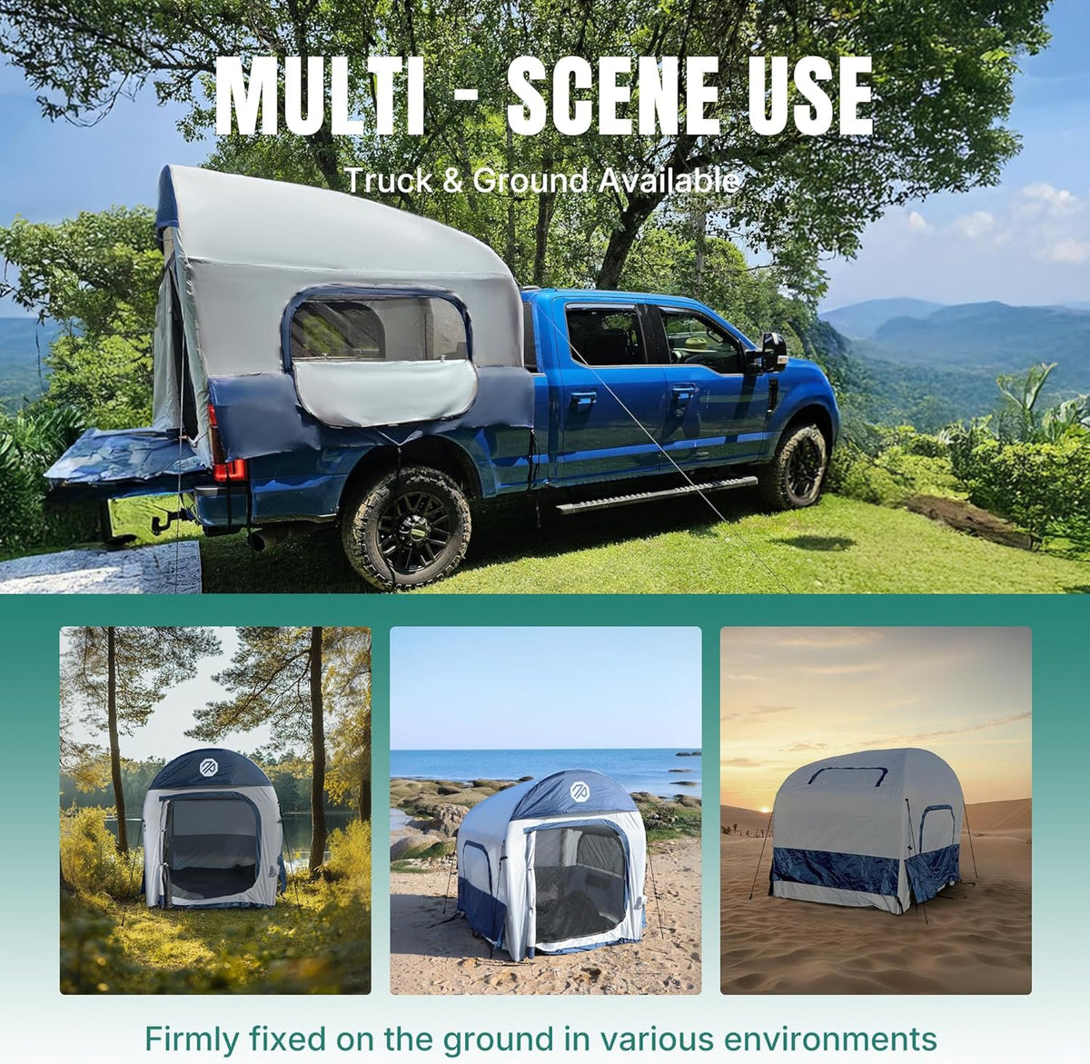 Inflatable Pickup Truck Bed Tent, 3 Person, 5.5ft-8ft