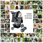 NiamVelo 4-Wheel Foldable Pet Stroller With Cup Holders And Storage Basket - 30 LBS Capacity