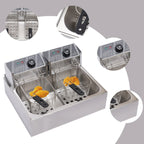 Commercial Electric Deep Fryer, 5000W, 12L Single Tank, Stainless Steel Fry Basket