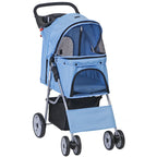 Foldable 4 Wheel Pet Stroller With Cup Holder