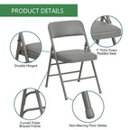 Amazingforless 2-Pack Folding Chairs With Metal Frame, Backrest And Padded Seats - Grey