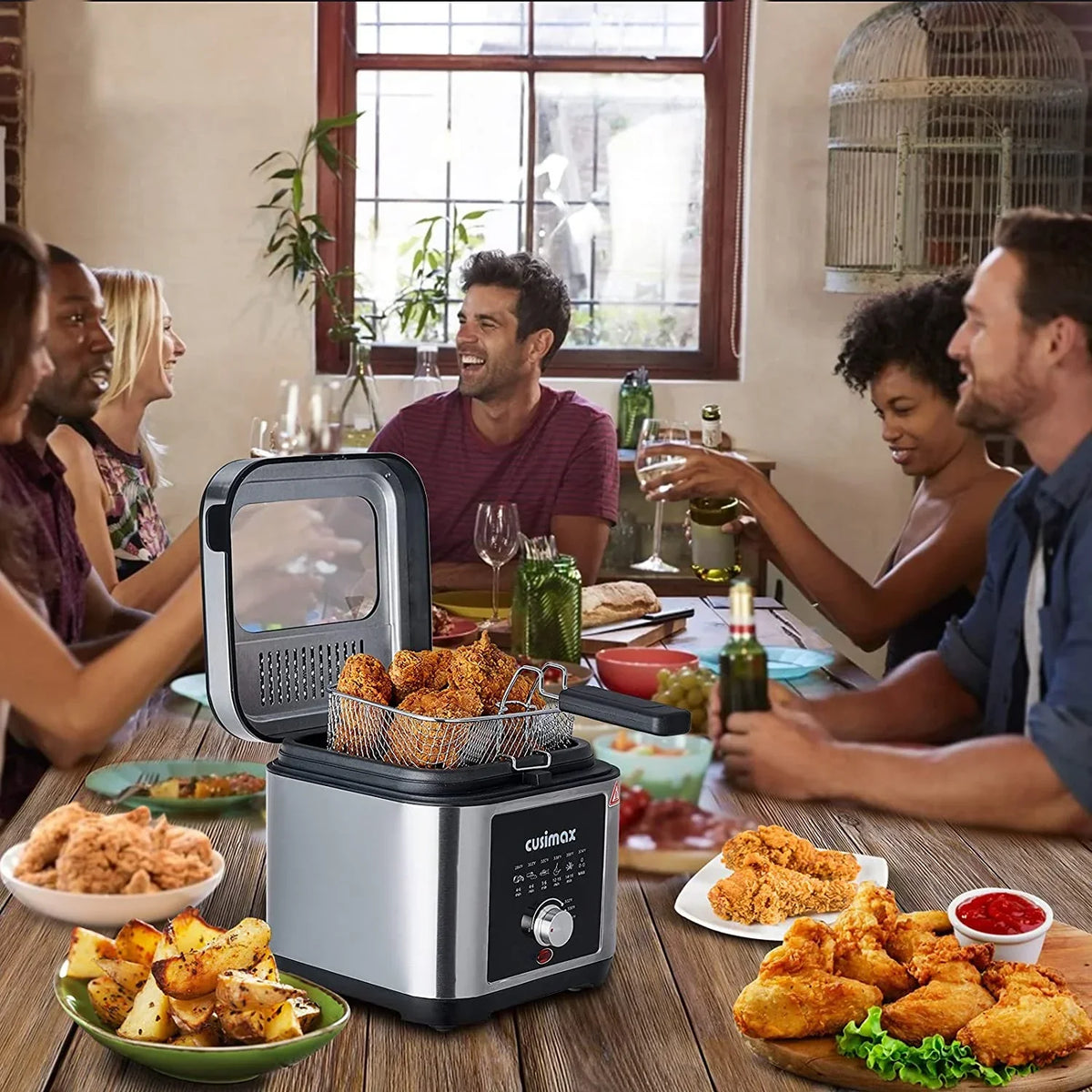 CUSIMAX 2.6QT Stainless Steel Electric Deep Fryer - CMDF-02