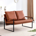 GVJMTKP Two-Seater Sofa Chair With 2 Pillows, PU Leather, Brown - SF-D008-BR