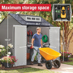 Rubbermaid Resin Outdoor Storage Shed With Floor, 7 x 7 Ft, Gray
