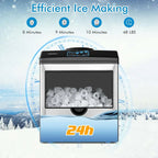 48 Lbs/24H 2-in-1 Stainless Steel Countertop Ice Maker With Chilled Water Dispenser And 5 Lbs Ice Storage Basket