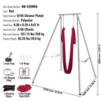KFFKFF Aerial Yoga Swing Stand And Hammock Kit, 8.30 x 6.3 x 9.68 ft, 551.15 lbs, Red - HM-559WR6