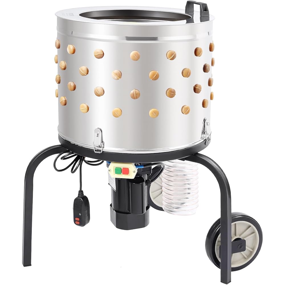 VEVOR Stainless Steel Chicken Plucker Machine - 20-Inch Drum, 108 Rubber Fingers