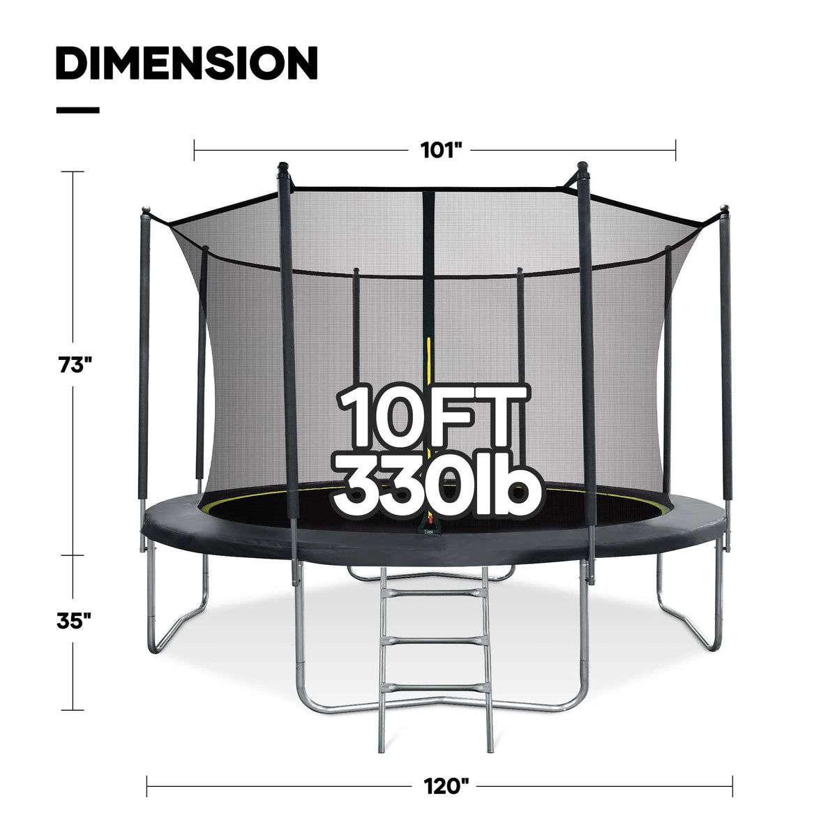 MARNUR Kids' Trampoline 8 ft With Enclosure Net, Ladder And Wind Stakes - 330 lbs Weight Capacity