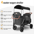 Cochildor 4 Seater All-Terrain Wagon Stroller, 300 lb Capacity, Light Grey - ST4N