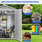 Seizeen Resin Outdoor Storage Shed With Floor, Light Gray, 82 in H