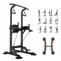 PROHIKER Power Tower Dip Station With Backrest And Resistance Band, Black