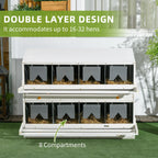 PawHut Chicken Nesting Boxes With 2 Egg Collection Trays, 8 Compartments