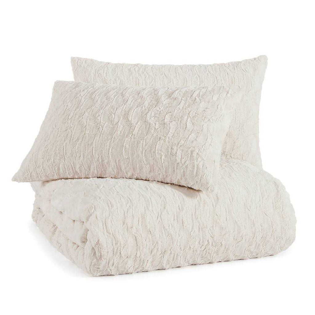 Karl Lagerfeld Paris Heavenly Faux Fur Duvet Set - Ivory
