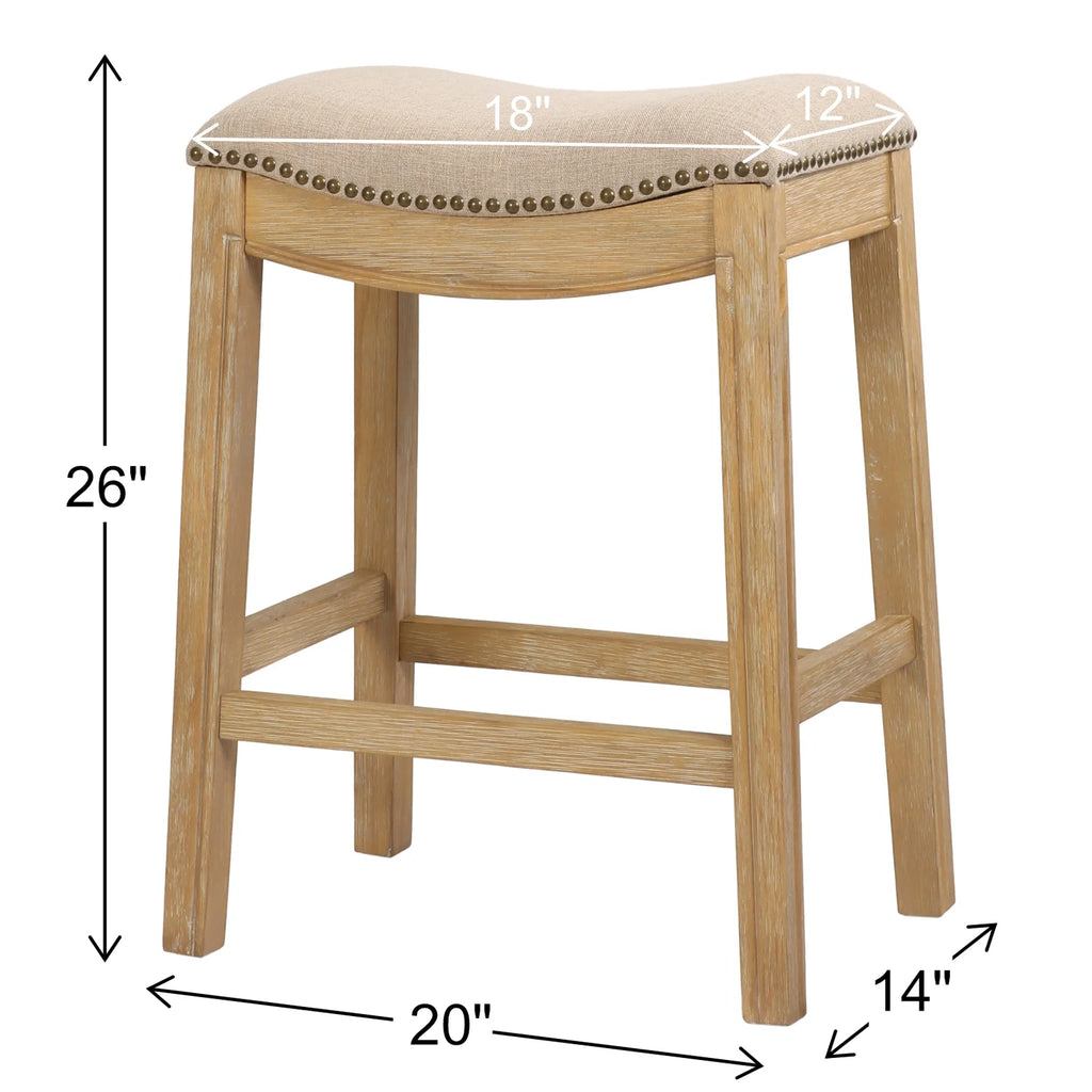 Ridge Home Goods 26 Inch Saddle Wood Counter Height Stool - Weathered Natural