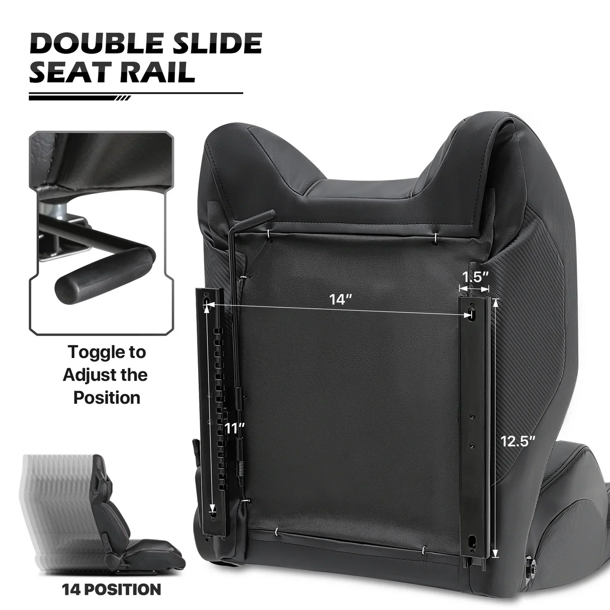 MoNiBloom Racing Simulator Game Seat, Black, 21.0 x 20.5 x 38.0 in, 330lbs, 80-180 Degree Backrest