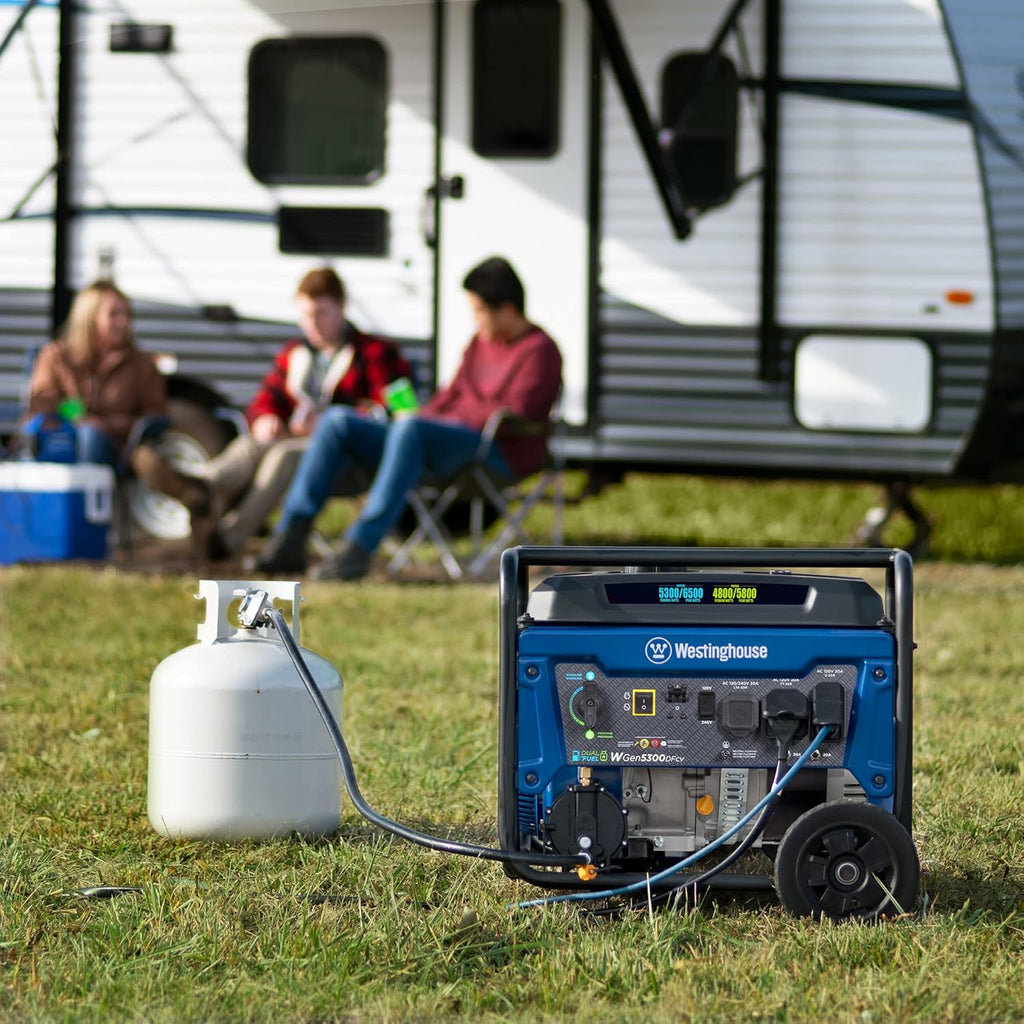 Westinghouse Dual Fuel Portable Generator 6500 Watt, Transfer Switch Ready, RV Ready, CO Sensor