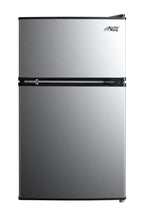 Arctic King Two-Door Mini Fridge With Freezer, 3.2 Cu ft, 18.5 in x 19.4 in x 33.3 in, Stainless Steel - E-Star