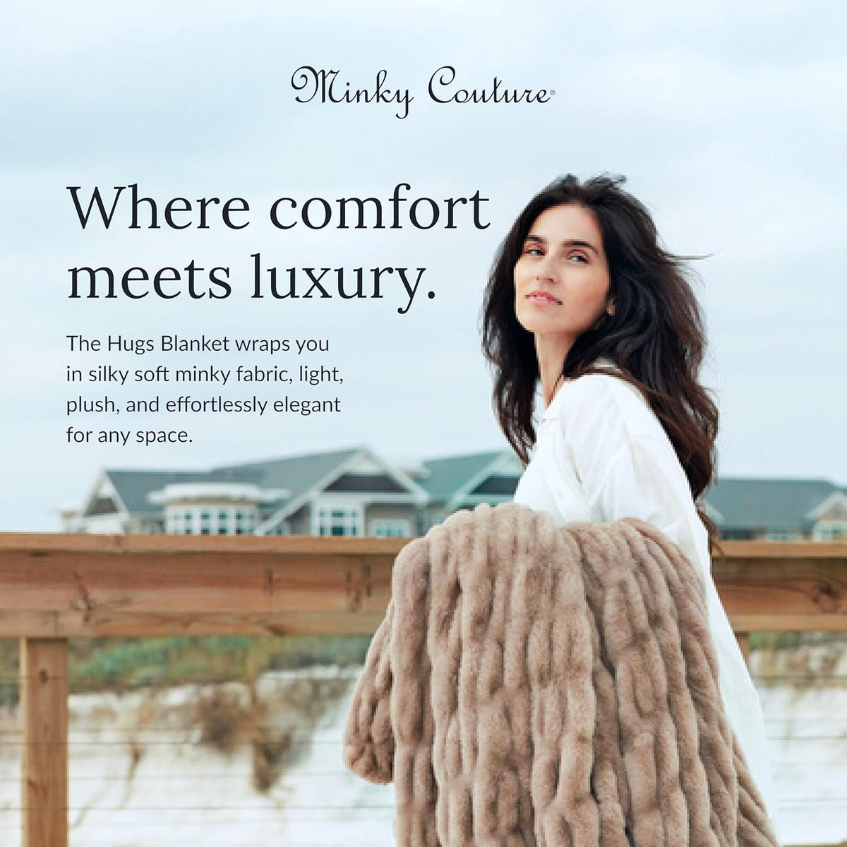 Minky Couture Hugs Extra Plush Stretchy Bubbled Throw Blanket - Travel, Milk Chocolate