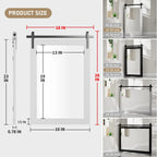 Rectangular Wall Mirror With Wood Frame, 18 x 26 in, 22 x 30 in, 24 x 36 in, or 40 x 26 in - Multiple Sizes