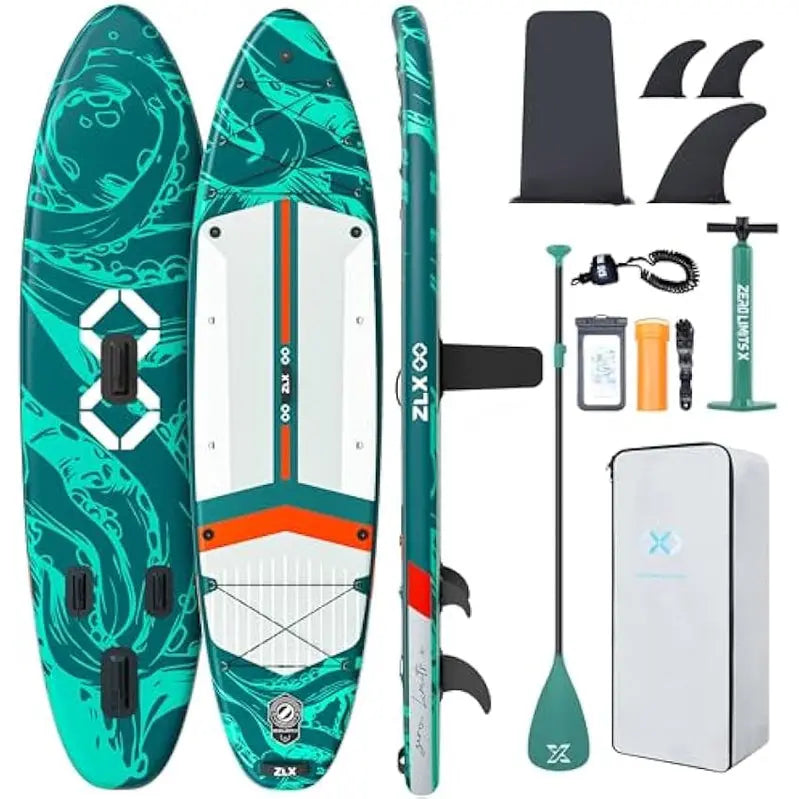 ZLX Inflatable Stand-Up Paddle Board, 11'6in, Extra-Wide, Jade Canyon