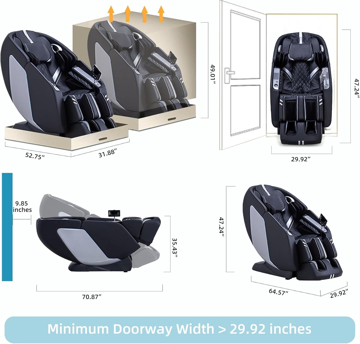 MassaMAX 4D Full Body Massage Chair With Zero Gravity, 15 Modes, Black - MT398