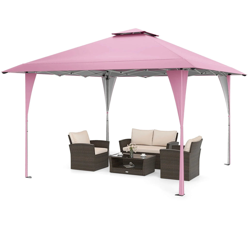 Costway Pop-Up Gazebo Outdoor Canopy Tent, 13 x 13 ft, Gray
