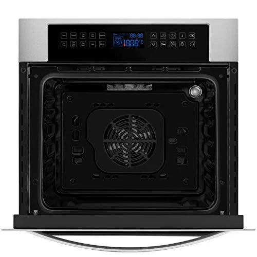Empava 24 Inch Electric Single Wall Oven, 10 Cooking Functions, Stainless Steel