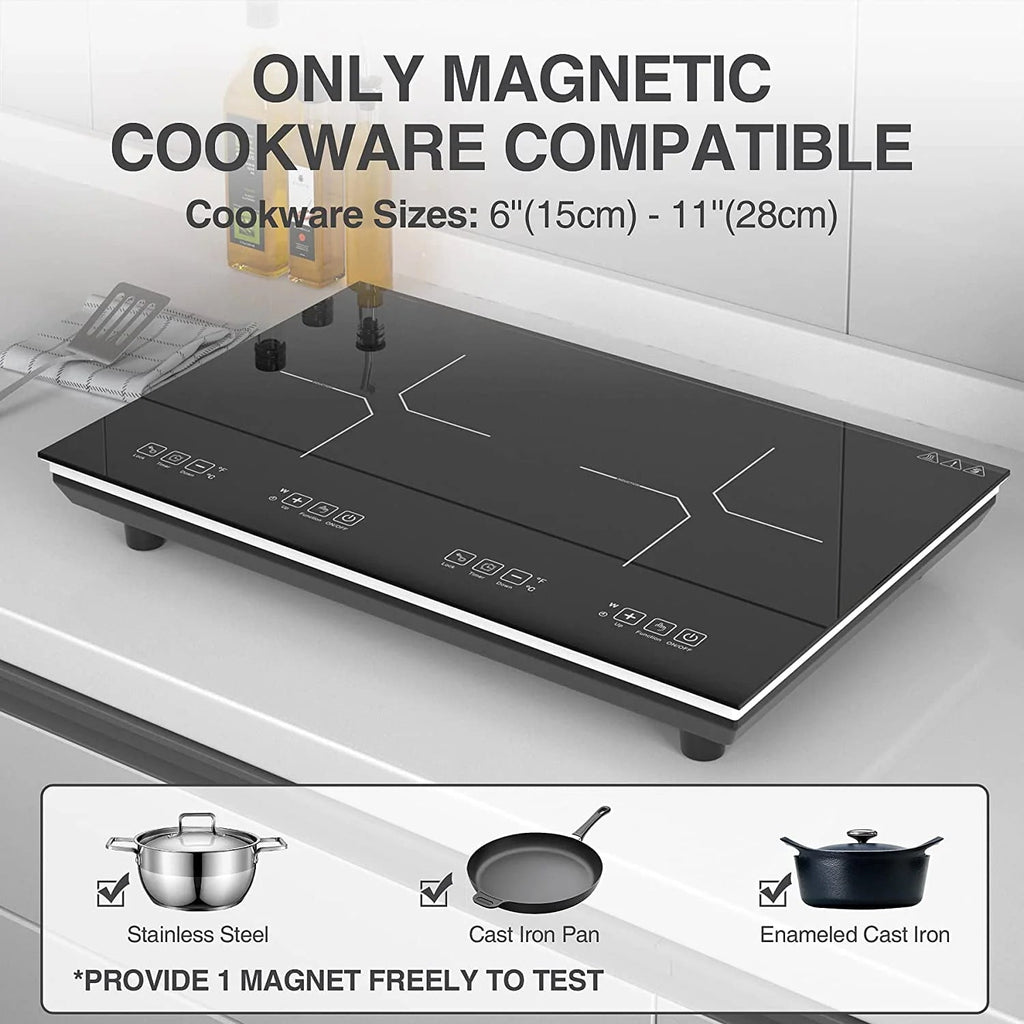 VBGK Double Induction Cooktop, 24 Inch, 2 Burner, 110V, 4000W