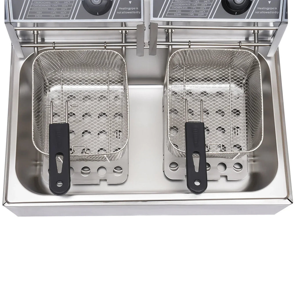 Commercial Electric Deep Fryer, 5000W, 12L Single Tank, Stainless Steel Fry Basket