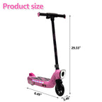 iRerts Kids Electric Scooter 12V 45W With Front Light, Rear Brake And Colorful Deck Light - Pink