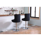 Alexent 2-Piece Swivel Bar Stools, Dark Blue, 43.7-51.6 H, 19.3 W x 18.1 D - Silver Footrest