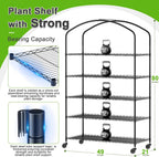 Abimars 5-Tier Greenhouse With PVC Cover, Wheels And 5-Pack 2900K Full Spectrum Plant Lights, 21x49x80inch