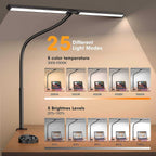 Pzloz LED Desk Lamp - Foldable Swing Arm, Adjustable Double Lamp Heads