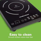 Portable Single Induction Cooktop Countertop Burner, 1800 Watts, 10 Temperature Settings, Black - 34104