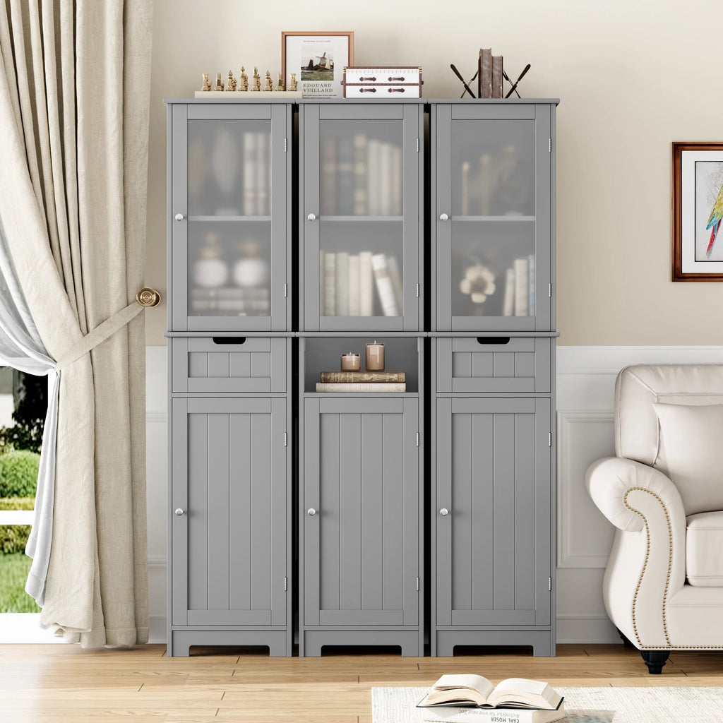 Homfa Tall Narrow Bathroom Storage Cabinet With Door And Drawer, 15.7in L x 11.8in W x 67in H, White