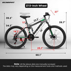 27.5 Inch Full Suspension Mountain Bike With Front And Rear Dual Shock Absorbers, Mechanical Disc Brakes, 21-Speed - A2760