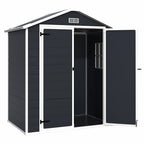 Seizeen Resin Outdoor Storage Shed With Floor, Light Gray, 82 in H